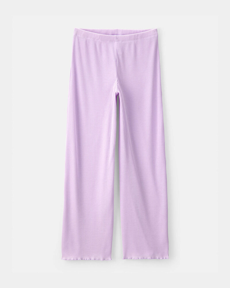 Girls Moon Rib Loose Fit 2-Piece Pyjama Set - Purple, image 3 of 5 slides
