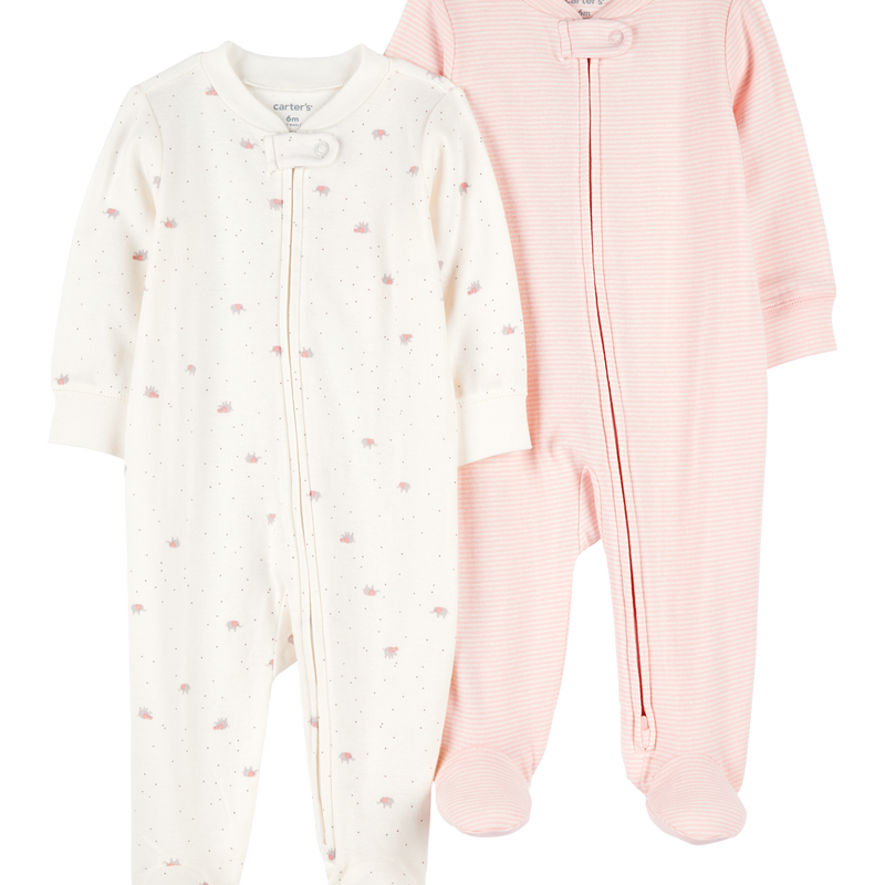 baby−G Baby Girl 2-Pack 2-Way Zip Cotton Sleeper | Carter's Oshkosh