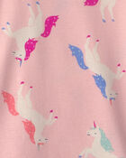 Toddler Girl 4-Piece Unicorn 100% Cotton Snug Fit Pyjama Set - Coral/Pink, image 4 of 6 slides