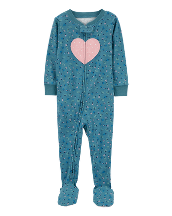Toddler 1-Piece Heart 100% Snug Fit Cotton Footie Pyjamas, 