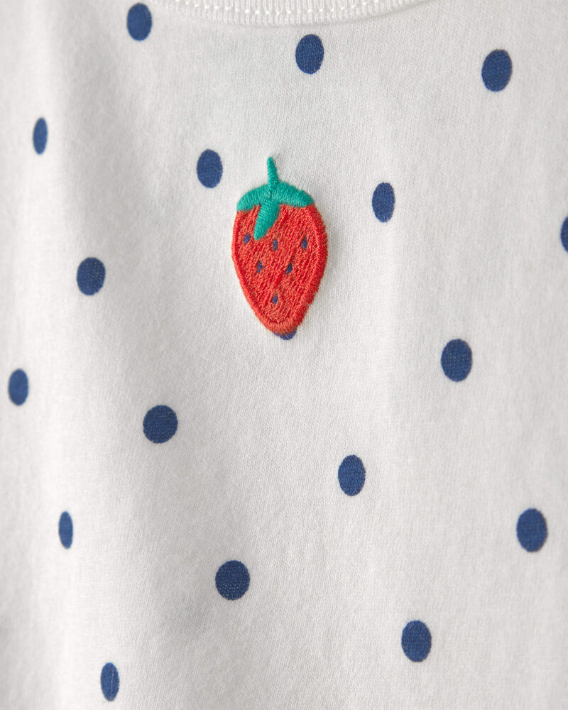 Baby Girl Strawberry Polka Dot Top - White, image 2 of 4 slides