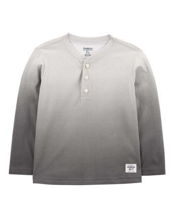 Baby Ombre Long-Sleeve Henley Shirt - Gray, 