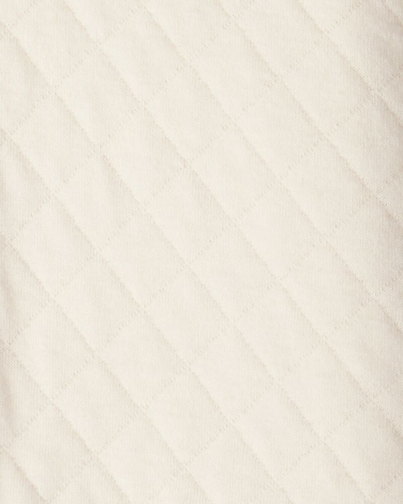 Baby Girl Quilted Quarter-Zip & Floral Legging Set - Cream, image 2 of 4 slides