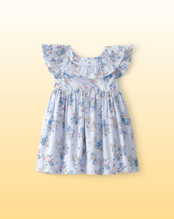 Baby Girl Disney&copy; Winnie the Pooh Floral Dress with Ruffle Neckline - Blue, 