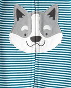 Baby Boy Dog Striped 100% Cotton Snug Fit 2-Way Zip 1-Piece Pyjamas - Blue, image 4 of 5 slides