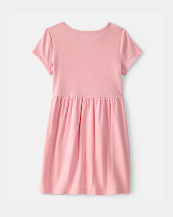 Girls Rib Short-Sleeve Dress - Pink, 