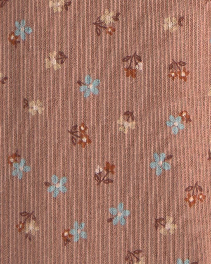 Toute-petit fille - Ensemble 2 pi&egrave;ces haut en molleton et pantalon &agrave; motif floral &ndash; Brun, image 3 sur 4 diapositives