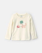 Toute-petit fille - T-shirt manches longues &agrave; imprim&eacute; dino - Blanc, image 1 sur 2 diapositives
