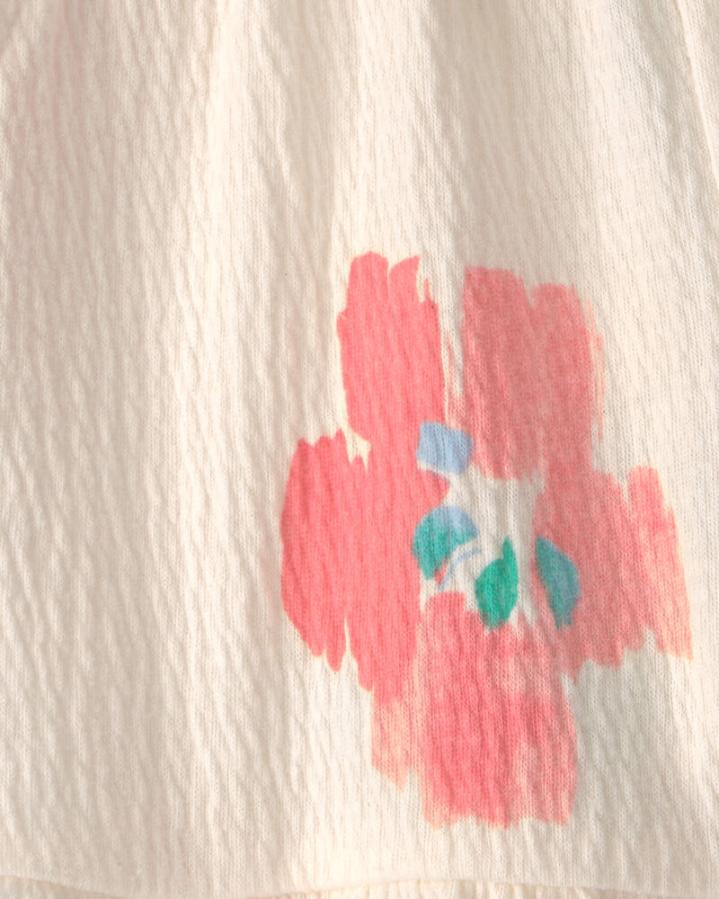 Baby Girl Ruffle-Trim Tropical Floral Shorts - Cream, image 3 of 4 slides