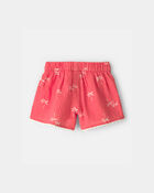 Tout-petit fille - Short mode en gaze, palmiers tropicaux - Rouge, image 3 sur 4 diapositives