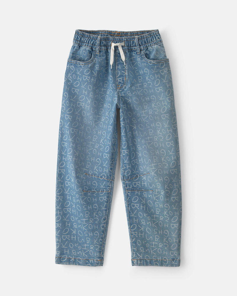Girls Alphabet Denim Barrel Jeans - Medium Wash, image 1 of 4 slides