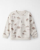 Kid French Terry Sweatshirt Made with Organic Cotton in Western Rodeo Print, image 1 of 4 slides