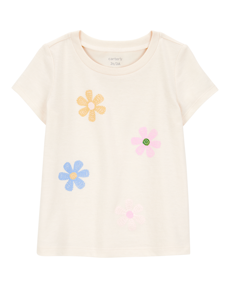 Toddler Flower Short-Sleeve Graphic Tee - Ivory, image 1 of 2 slides