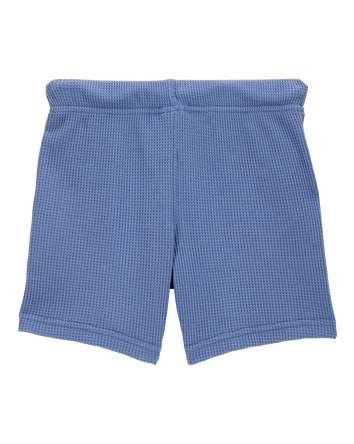 Baby Waffle Knit Drawstring Shots-Blue, 