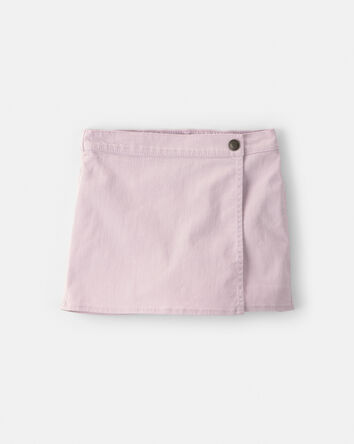 Filles - Jupe-short portefeuille en serg&eacute;- Mauve, 