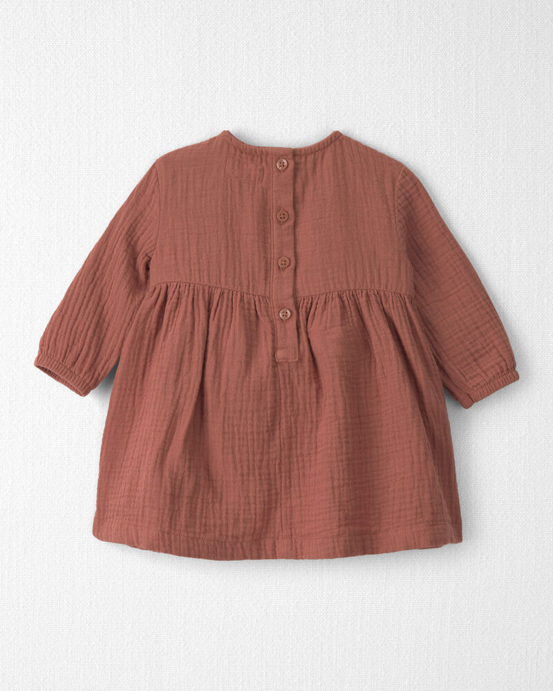 B&eacute;b&eacute; fille - Robe brod&eacute; en gaze de coton biologique, image 2 sur 5 diapositives