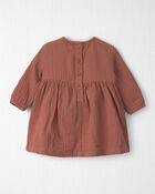B&eacute;b&eacute; fille - Robe brod&eacute; en gaze de coton biologique, image 2 sur 5 diapositives