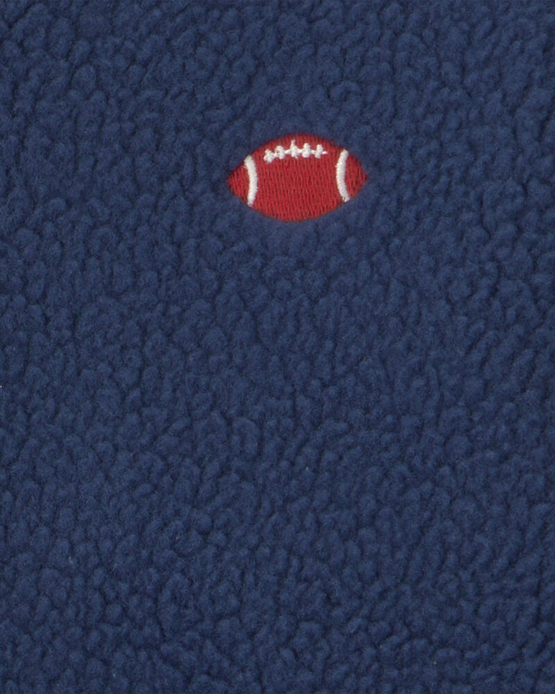 Football Teddy Microfleece Zip-Up Jacket - Navy Blue, image 2 of 3 slides
