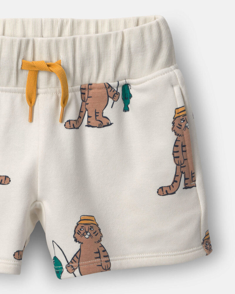 Toddler City Park&trade; Short in Fishing Tiger Print - Cream, image 6 of 6 slides