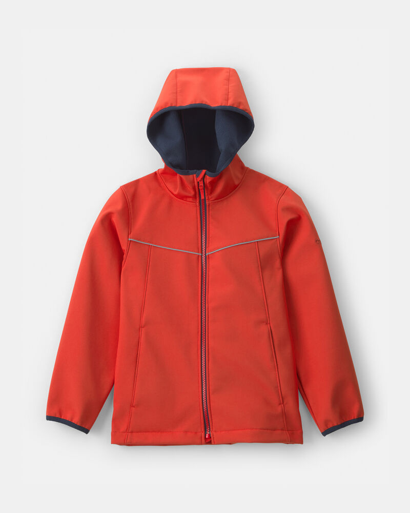Boys Water-Activated Rain Jacket- Orange /Red, image 1 of 4 slides