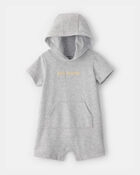 Baby Boy 'Main Squeeze' Short-Sleeve Hooded Romper - Grey, image 1 of 4 slides
