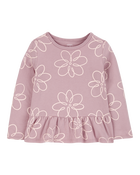 Toddler Floral Peplum Long-Sleeve Jersey Tee, image 1 of 3 slides