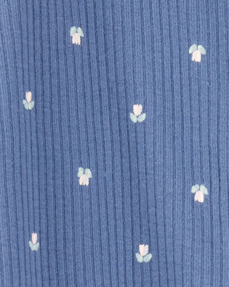Baby Girl Mini Floral 2-Way Zip Ribbed Sleeper, image 2 of 3 slides