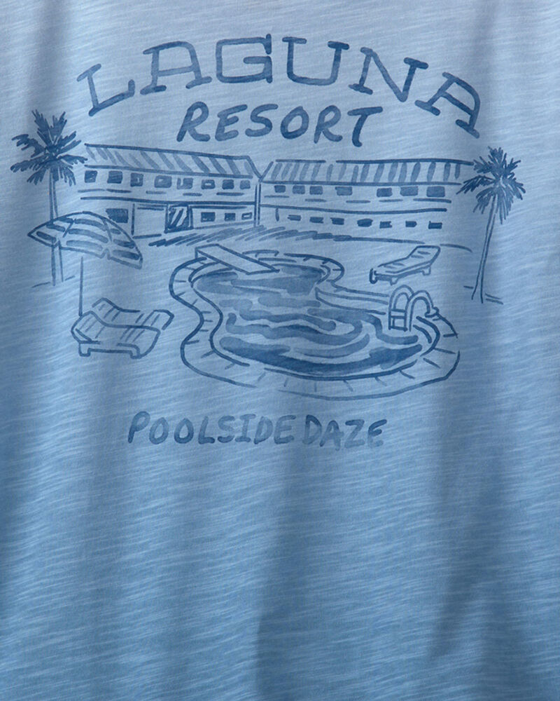 Gar&ccedil;ons - T-shirt &agrave; effet ombr&eacute; et imprim&eacute; &laquo;Poolside&raquo; - Bleu, image 4 sur 4 diapositives