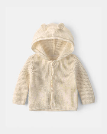 B&eacute;b&eacute; - Chandail &agrave; capuchon &agrave; oreilles d&rsquo;ourson - Ivoire, 