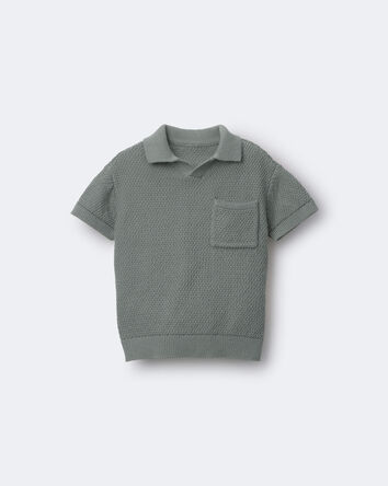 Tout-petit gar&ccedil;on - Polo &agrave; col tricoteuse - Olive, 