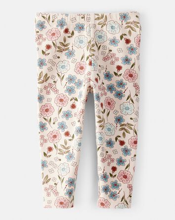 Baby Girl Floral Pull-On Stretch Leggings - Cream, 
