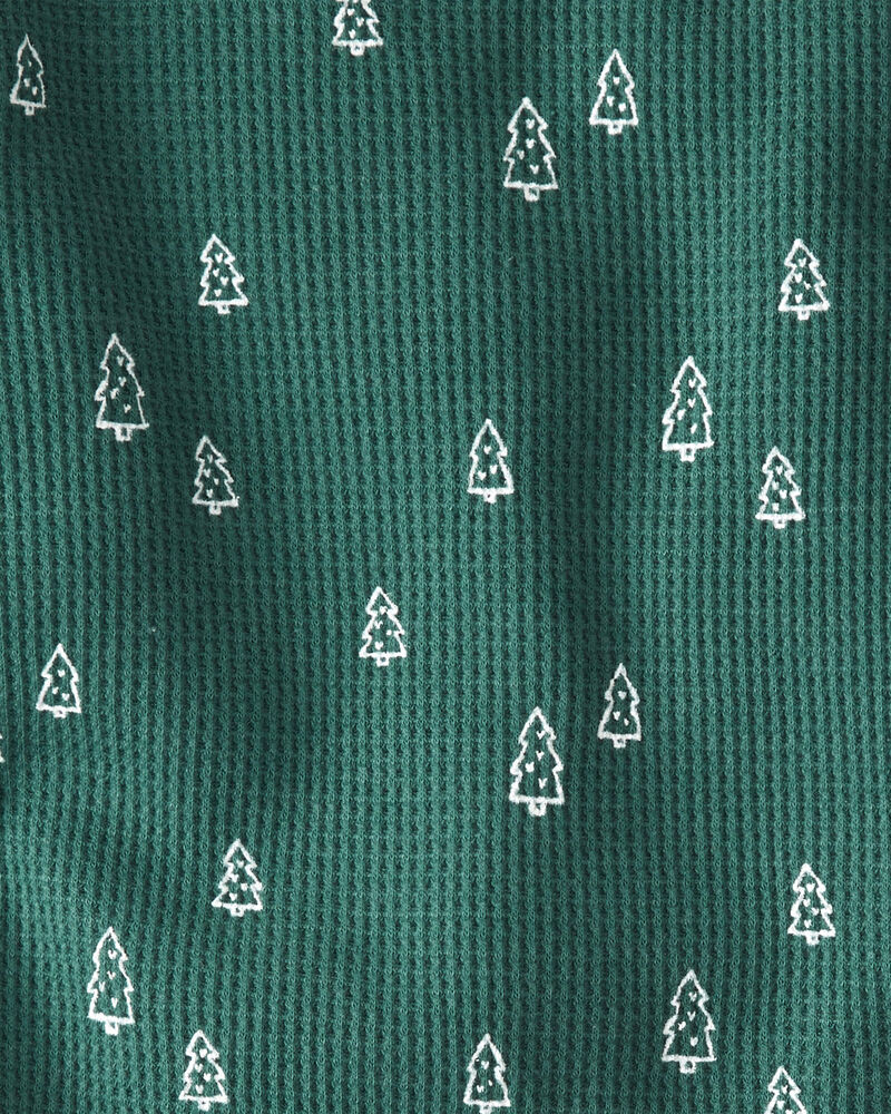 Kid Christmas Tree Print Waffle Knit Pyjamas Made with Organic Cotton, image 3 of 4 slides