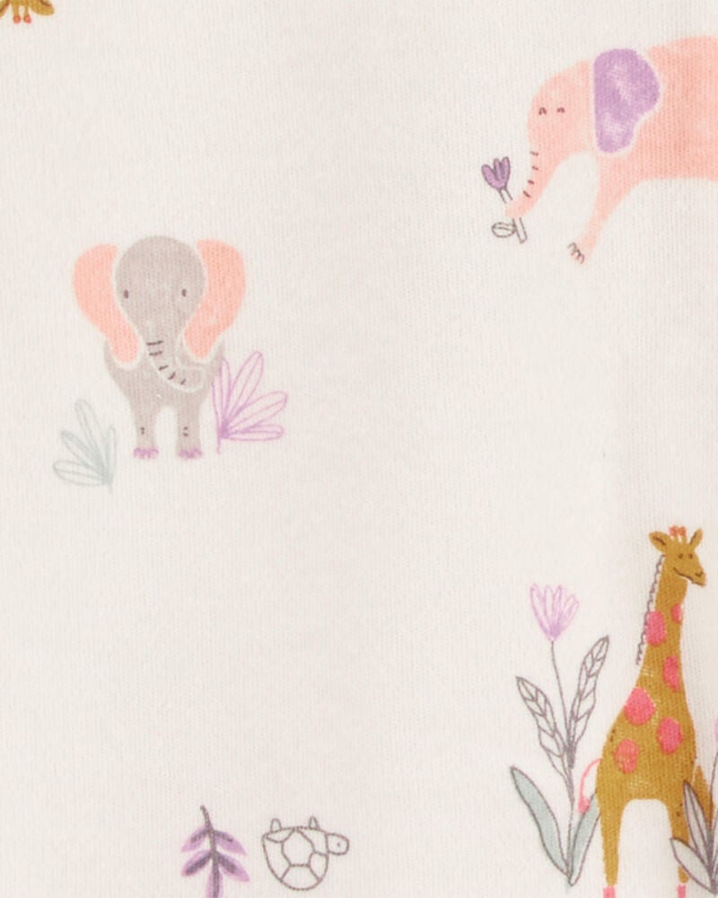 Baby Animal Print 2-Way Zip Cotton Sleeper, image 2 of 4 slides