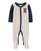 Bébé garçon - Bébé Grenouillère en coton à boutons-pression à motif de baseball, image 1 sur 4 diapositives