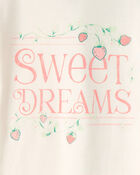 Girls Strawberry 100% Cotton Snug Fit 4-Piece Pyjama Set - Green/Pink, image 2 of 5 slides