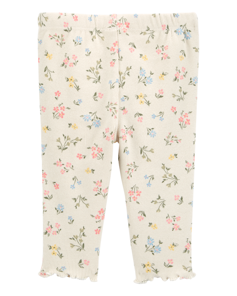 Baby Floral Pull-On Pants - Ivory, image 2 of 4 slides