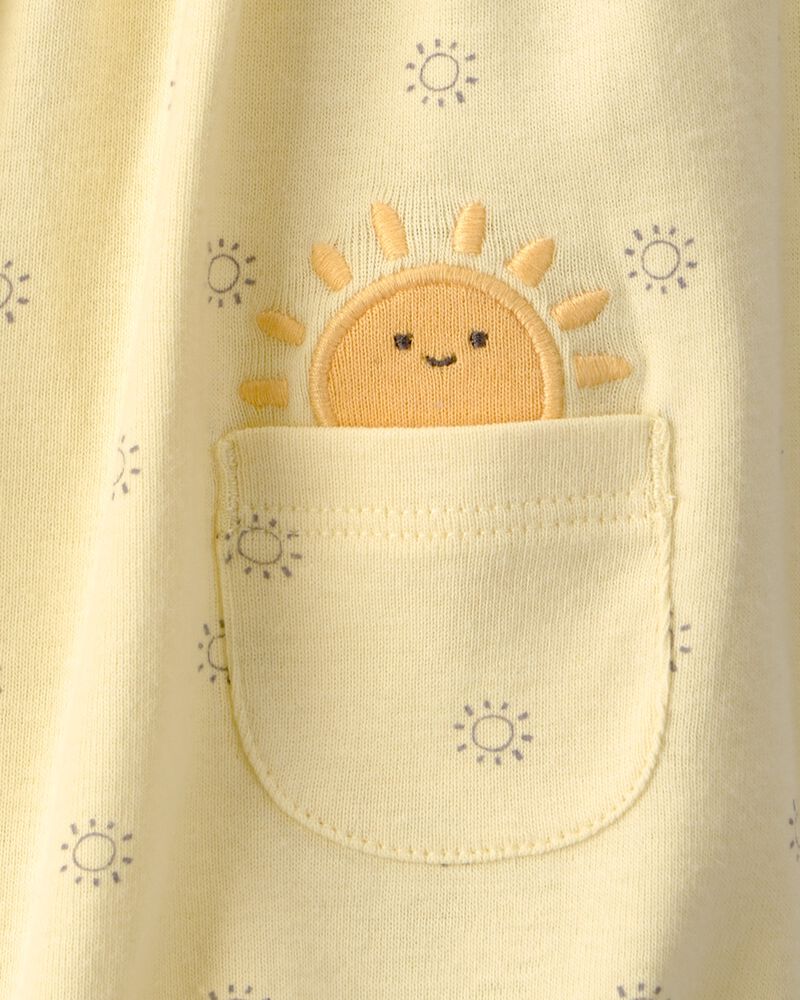 Baby Girl Sunshine Short-Sleeve Romper - Yellow, image 3 of 4 slides