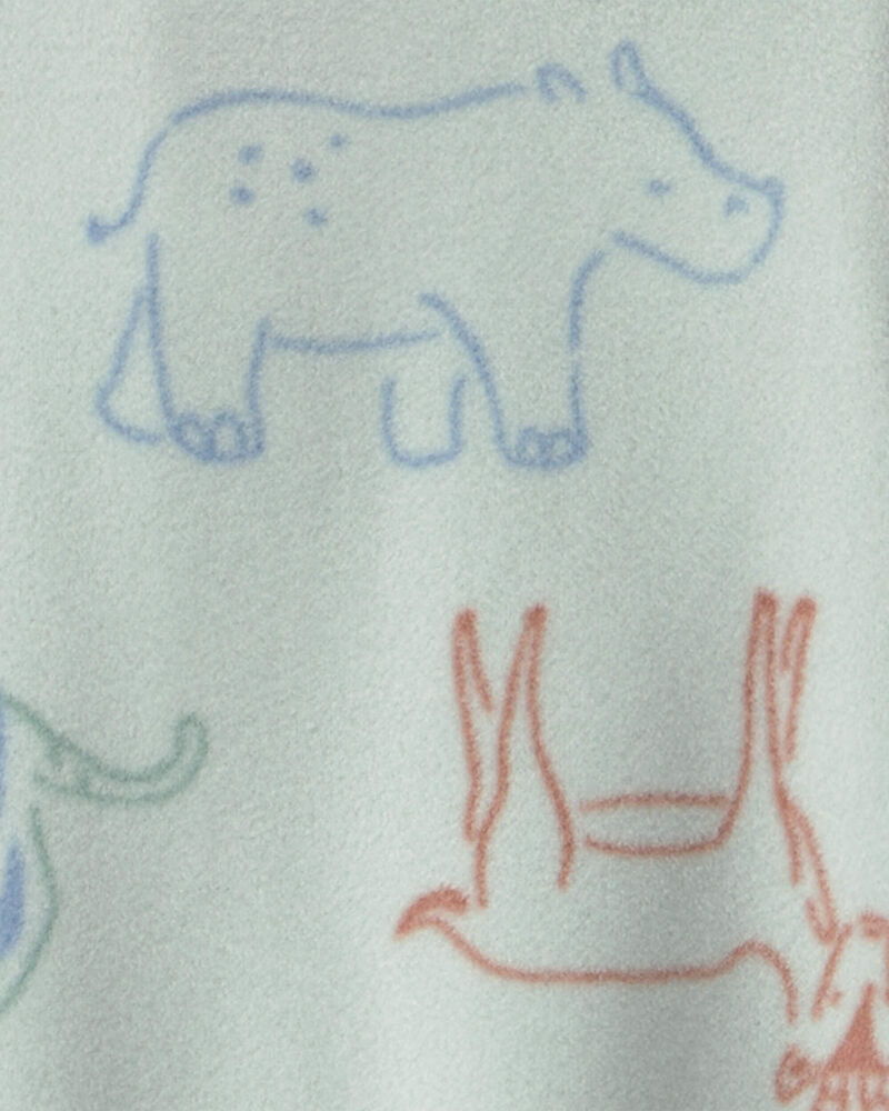 Baby Boy Safari Fleece 2-Way Zip Sleeper - Green, image 3 of 5 slides