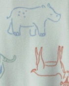 Baby Boy Safari Fleece 2-Way Zip Sleeper - Green, image 3 of 5 slides