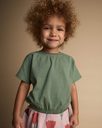 Toute-petit fille - Haut &agrave; taille cintr&eacute;e - Vert olive, 