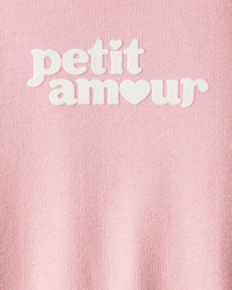 Baby Girl Petit Amour' Cotton Long-Sleeve Jumpsuit - Pink, image 3 of 4 slides