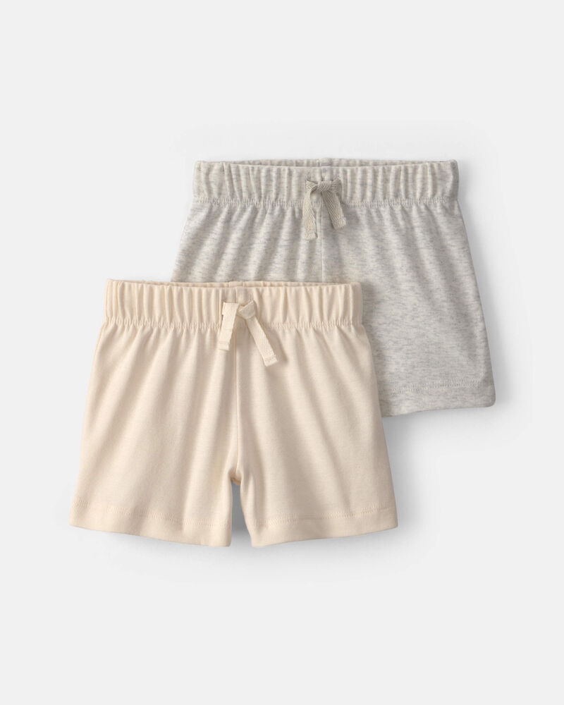 Baby 2-Pack Shorts - Ivory/Grey, image 1 of 5 slides