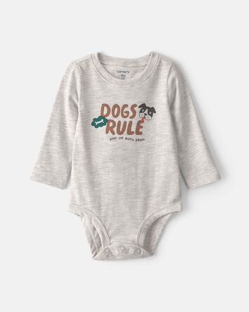 B&eacute;b&eacute; - Cache-couche manches longues &agrave; imprim&eacute; &laquo;Dogs Rule&raquo; &ndash; Gris, 