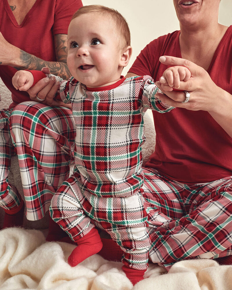 Baby 2-Piece Christmas Plaid 100% Cotton Snug Fit Pyjama Set - Red/Green, image 3 of 6 slides