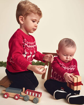 Tout-petit - Chandail jacquard &agrave; motif renne &ndash; Rouge, 