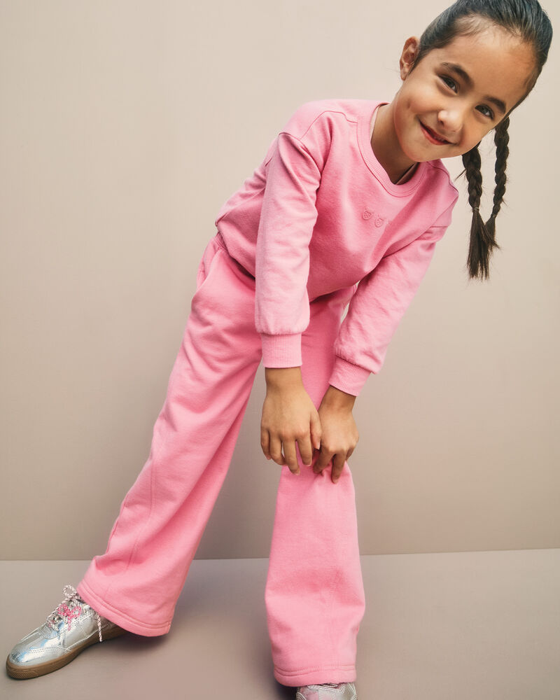 Toddler Girl French Terry Wide-Leg Pants - Pink, image 2 of 5 slides