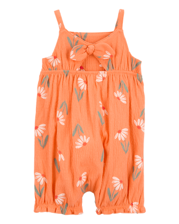 Baby Floral Tank Romper - Orange, 