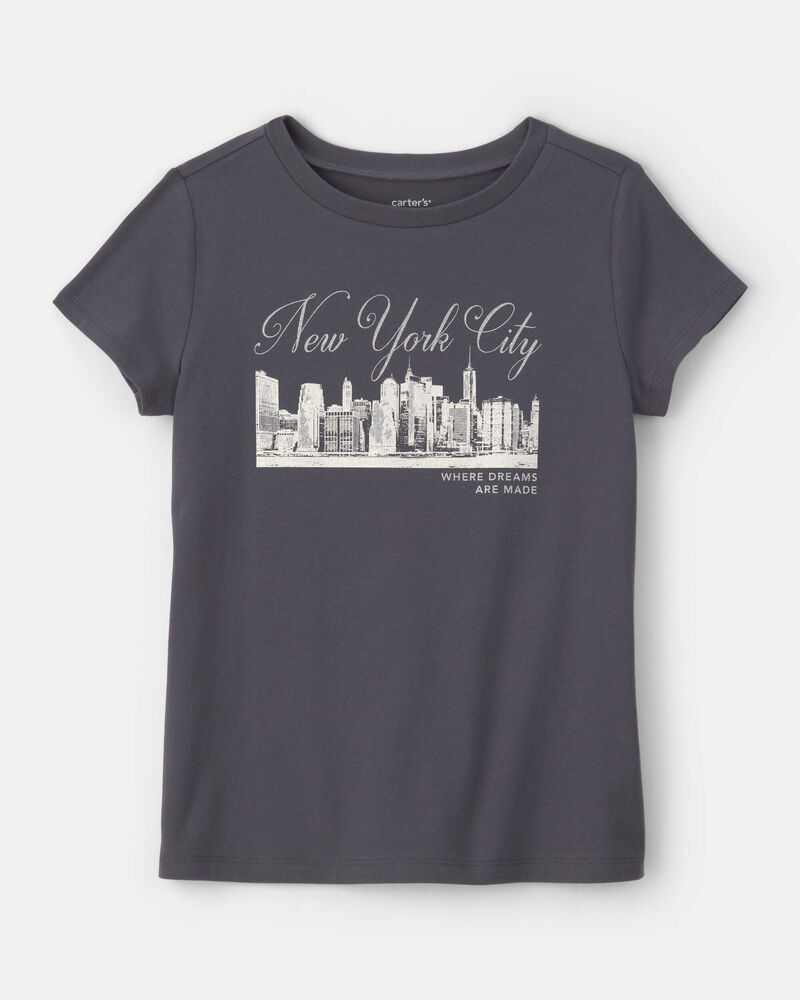 Girls 'New York City' Graphic Tee - Dark Grey, image 1 of 3 slides