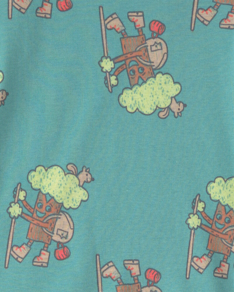 Toddler Boy Tree 100% Cotton Snug Fit 4-Piece Pyjama Set - Green/Cream, image 3 of 4 slides