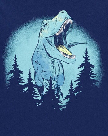 Kid Dinosaur Cotton Blend Long-Sleeve Tee - Blue, 